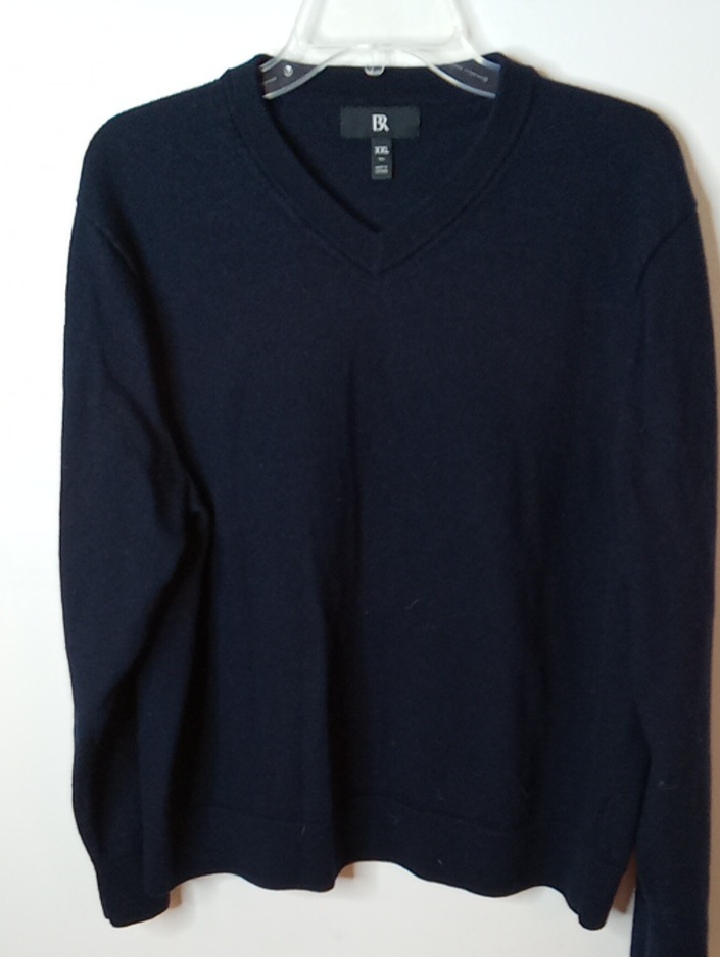 Banana Republic Men's Xxl V-Neck Sweater - Navy Blue Fine Merino Wool